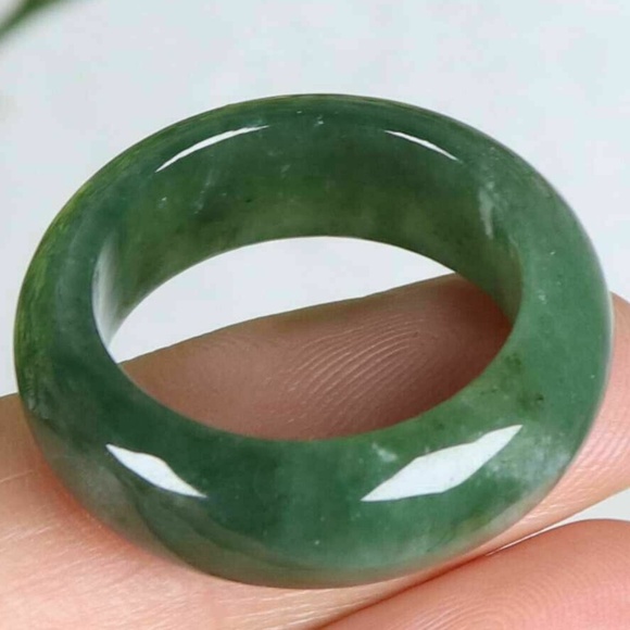 Cert'd Dark green 100% Natural A Jade jadeite 17 mm Ring - Picture 3 of 9